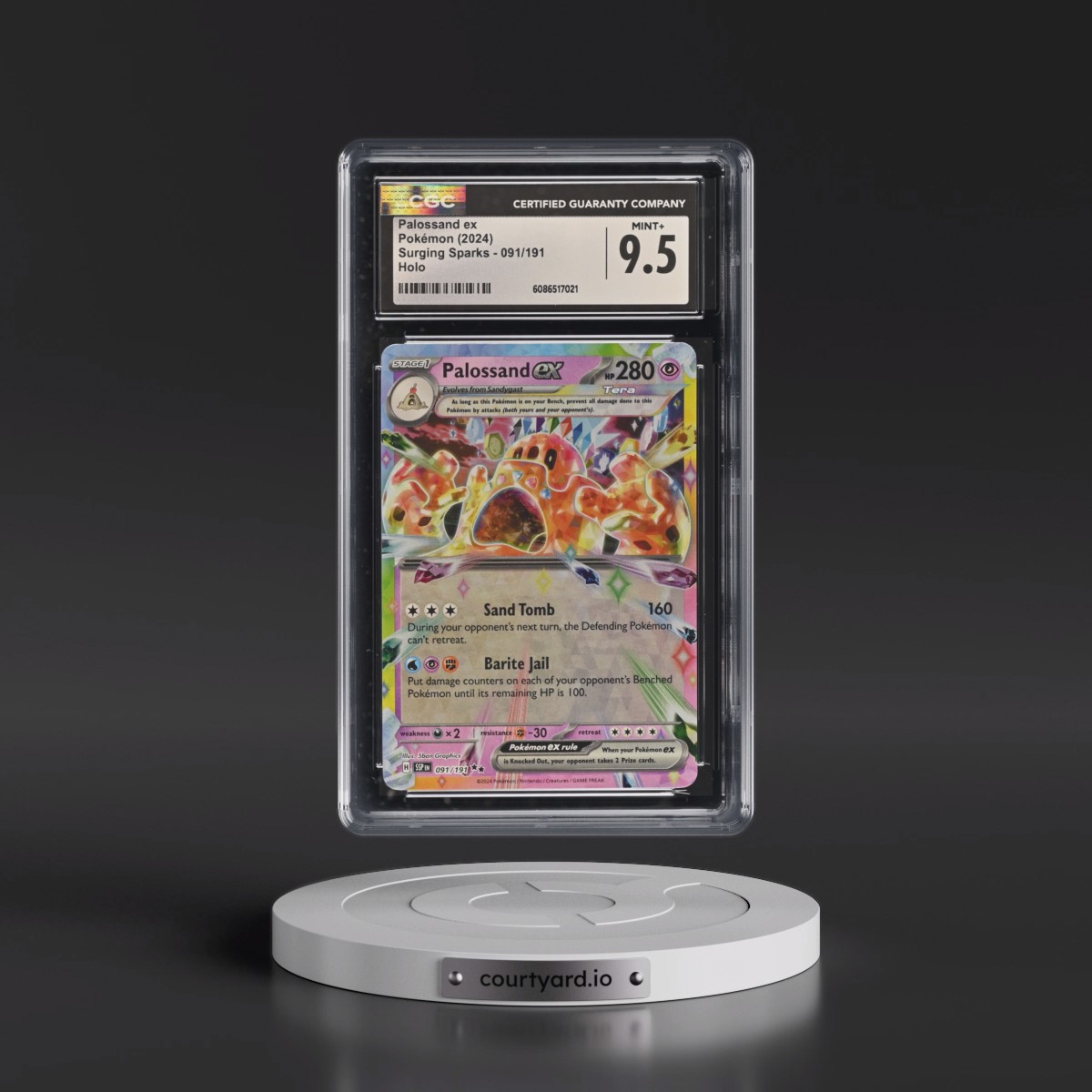 2024 Surging Sparks - SSP EN #091/191 Palossand ex - Holo (CGC 9.5 MINT+)