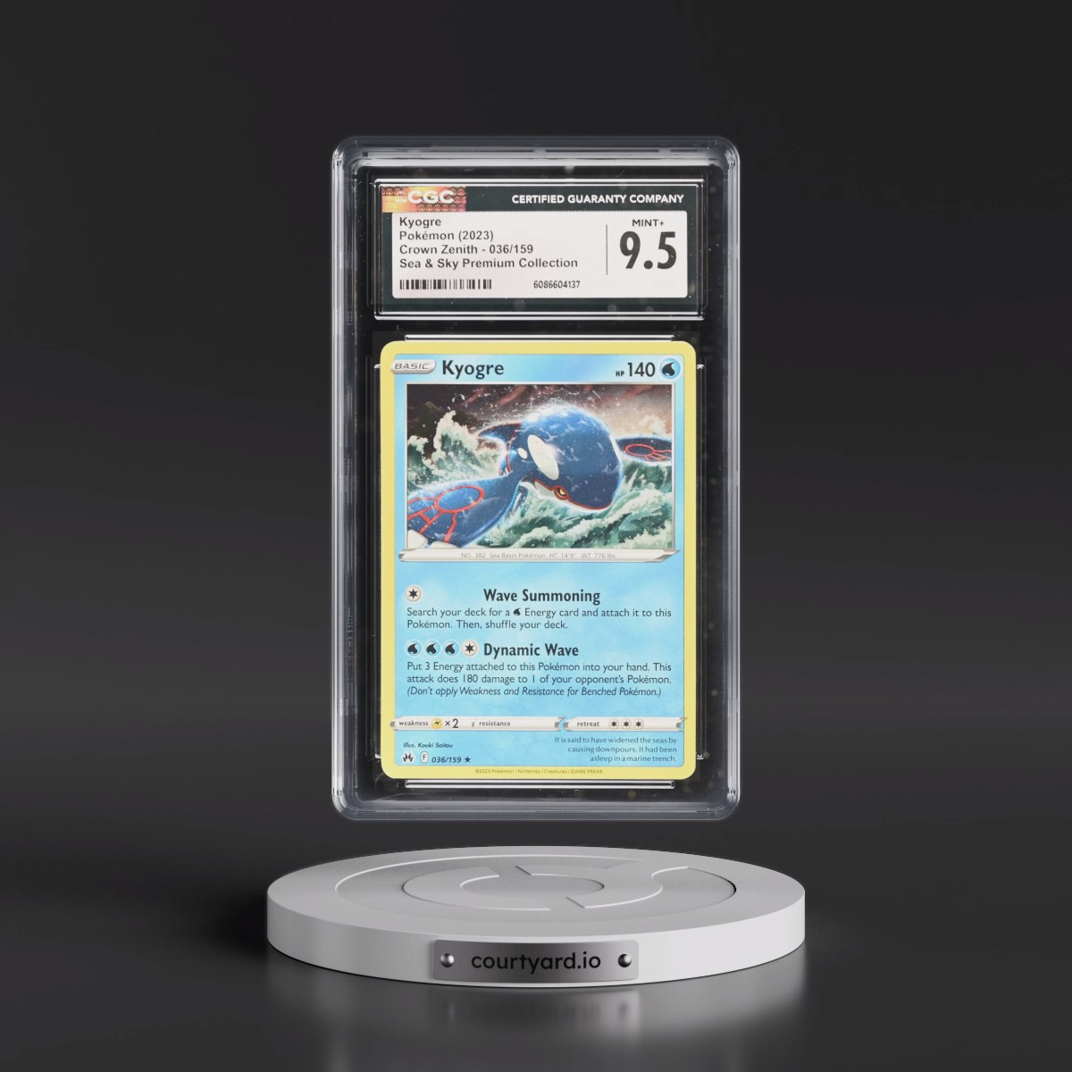 2023 Crown Zenith #036/159 Kyogre - Sea & Sky Premium Collection (Cosmos Holo) (CGC 9.5 MINT+)
