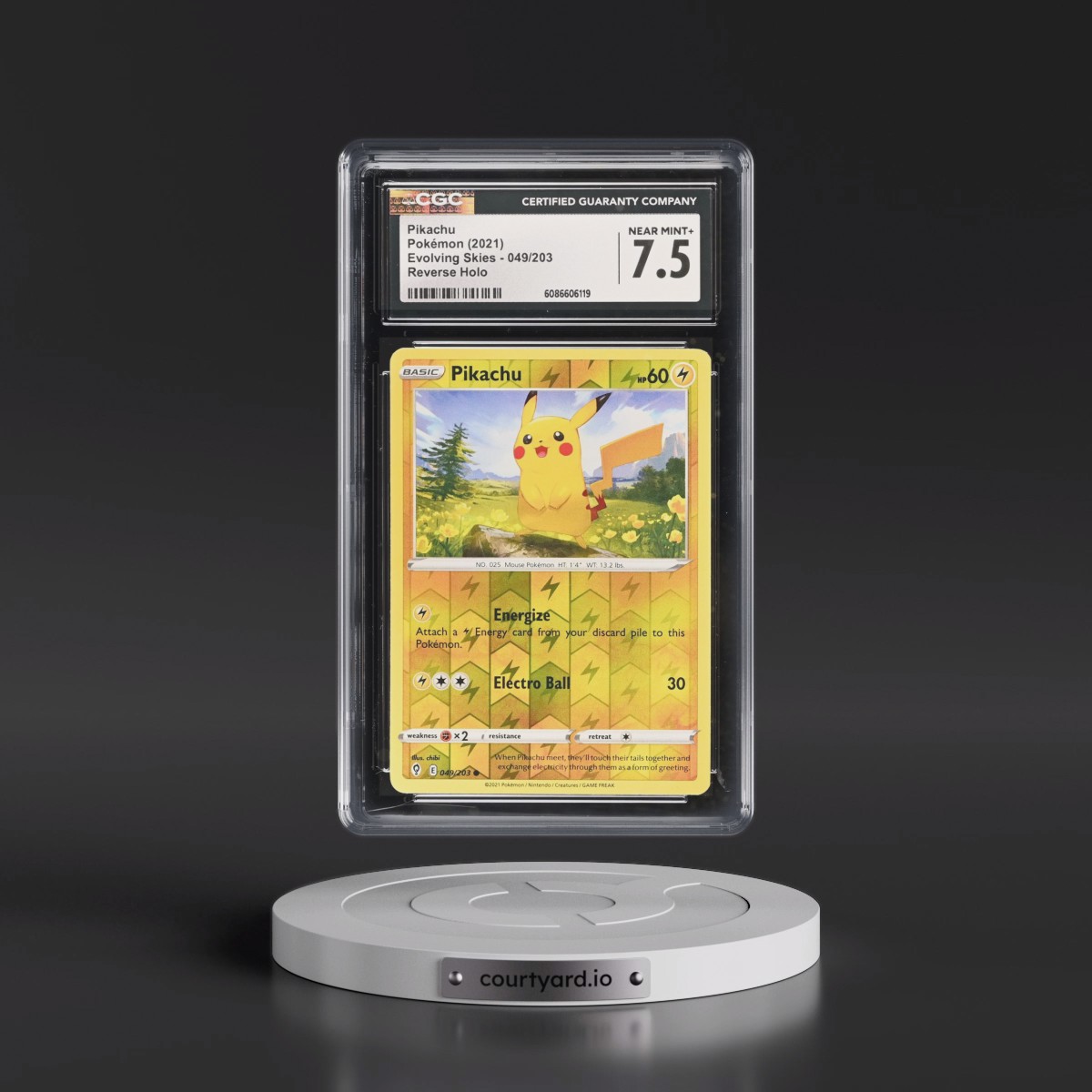 2021 Evolving Skies #049/203 Pikachu - Reverse Holo (CGC 7.5 NM+)