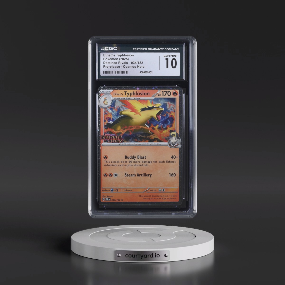 2025 Destined Rivals - DRI EN #034/182 Ethan's Typhlosion - Prerelease (Cosmos Holo) (CGC 10 GEM MINT)