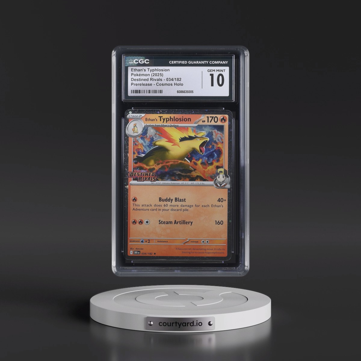 2025 Destined Rivals - DRI EN #034/182 Ethan's Typhlosion - Prerelease (Cosmos Holo) (CGC 10 GEM MINT)