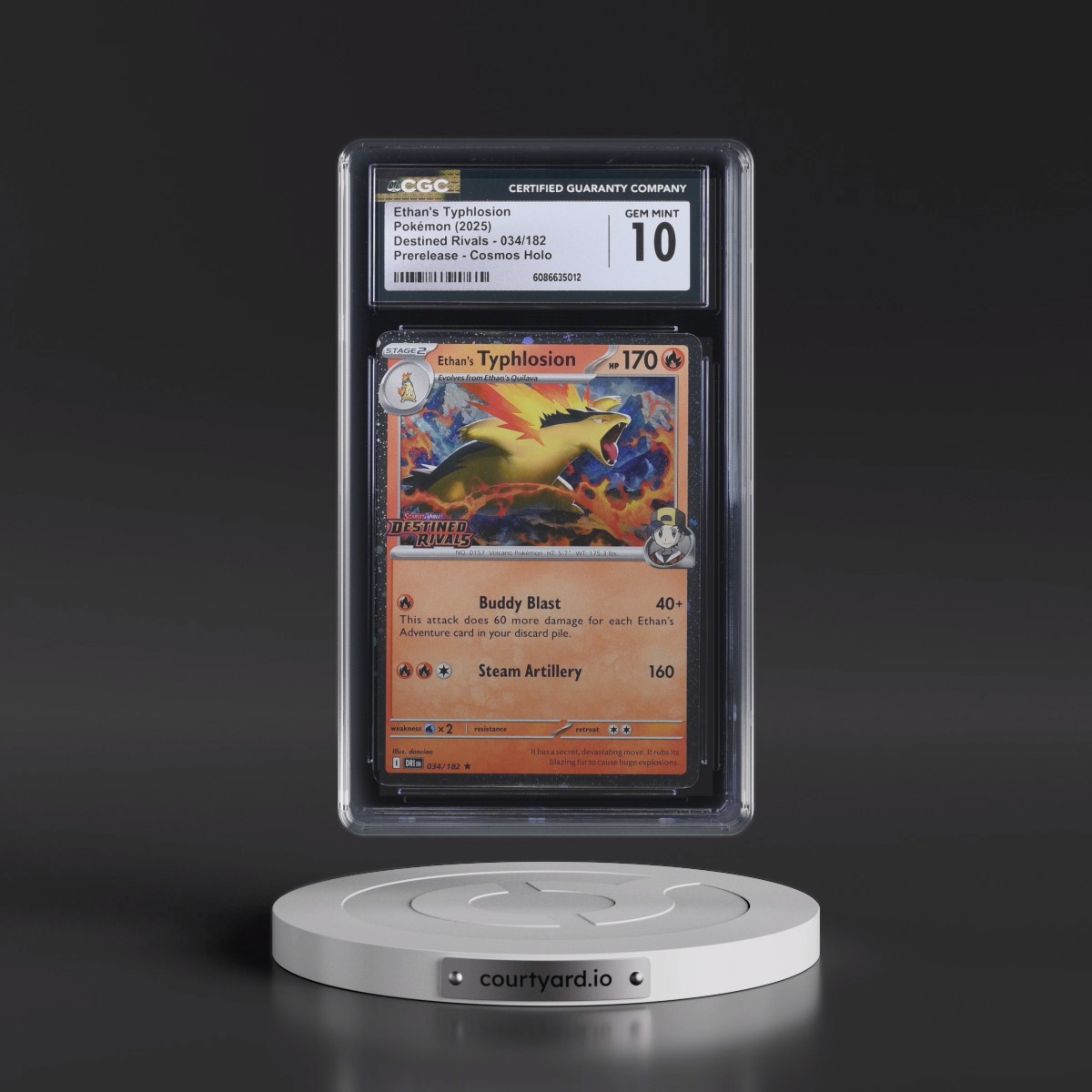 2025 Destined Rivals - DRI EN #034/182 Ethan's Typhlosion - Prerelease (Cosmos Holo) (CGC 10 GEM MINT)