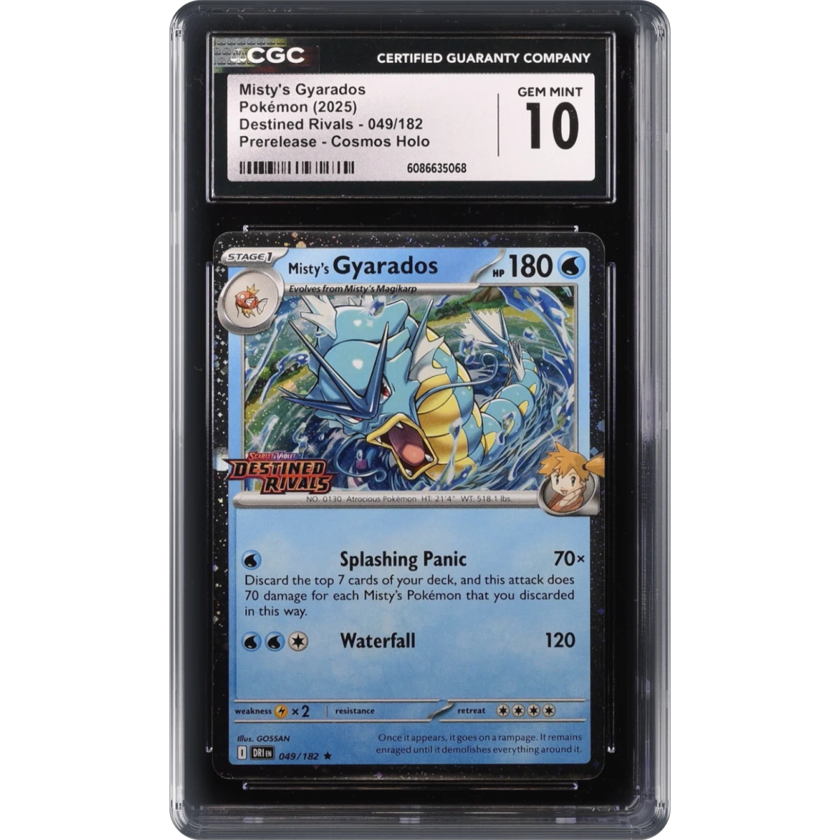2025 Destined Rivals - DRI EN #049/182 Misty's Gyarados - Prerelease (Cosmos Holo) (CGC 10 GEM MINT)