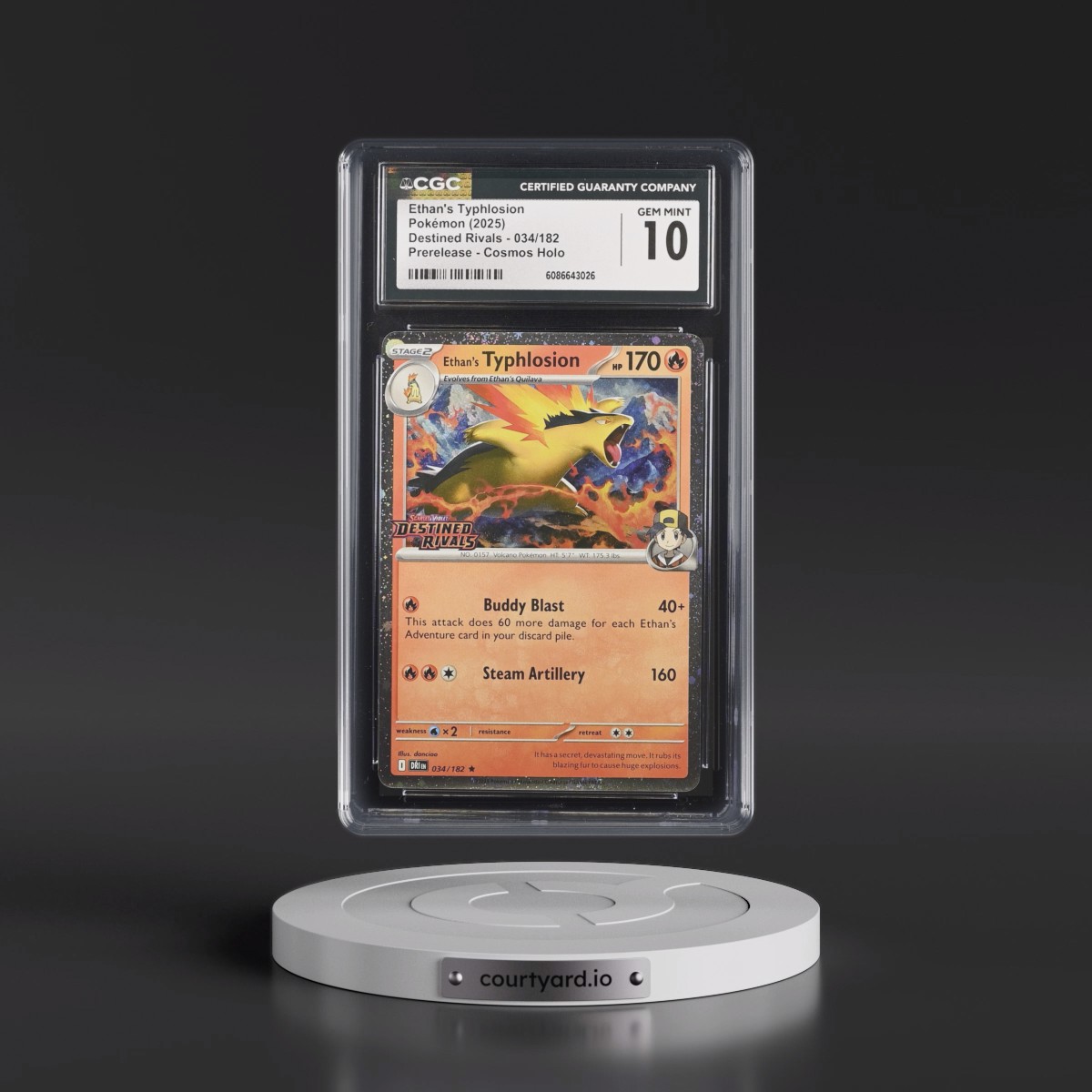 2025 Destined Rivals - DRI EN #034/182 Ethan's Typhlosion - Prerelease (Cosmos Holo) (CGC 10 GEM MINT)