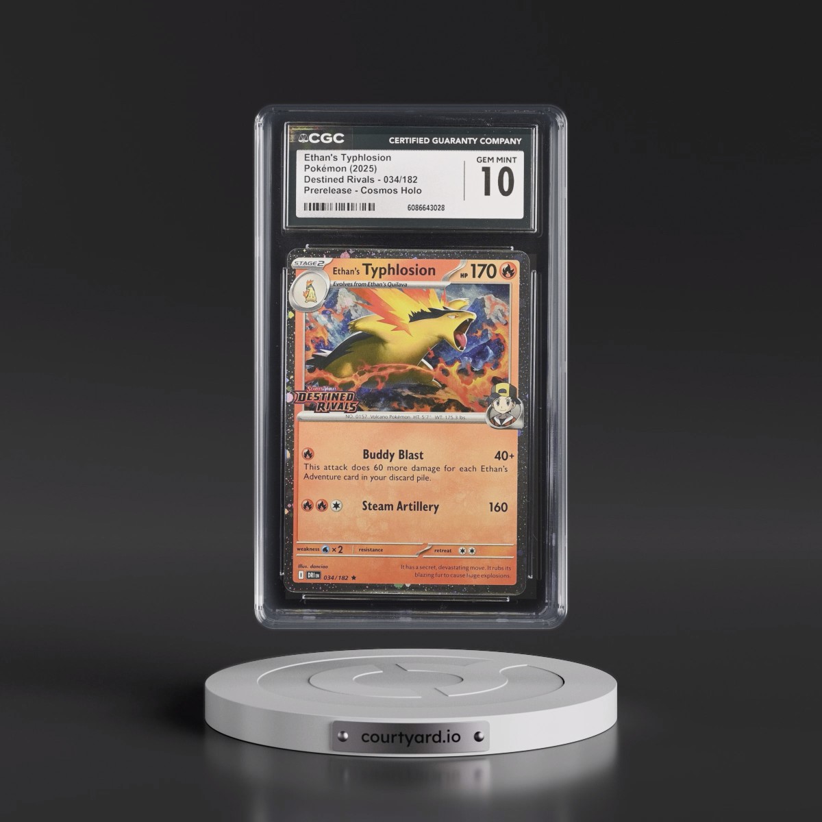 2025 Destined Rivals - DRI EN #034/182 Ethan's Typhlosion - Prerelease (Cosmos Holo) (CGC 10 GEM MINT)
