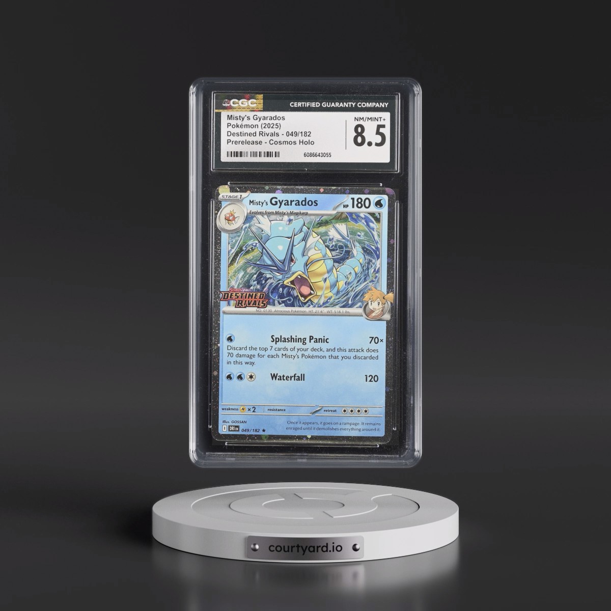 2025 Destined Rivals - DRI EN #049/182 Misty's Gyarados - Prerelease (Cosmos Holo) (CGC 8.5 NM-MT+)