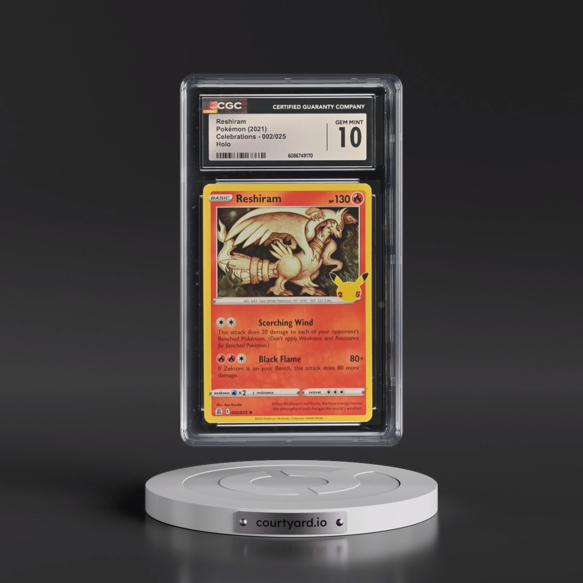 2021 Celebrations #002/025 Reshiram - Holo (CGC 10 GEM MINT)