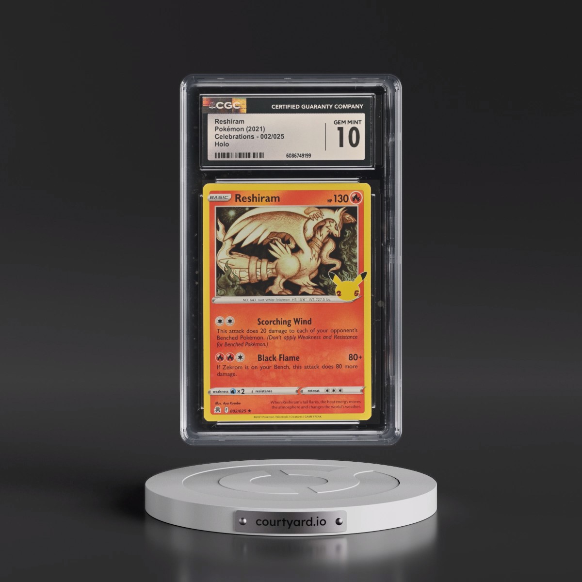 2021 Celebrations #002/025 Reshiram - Holo (CGC 10 GEM MINT)