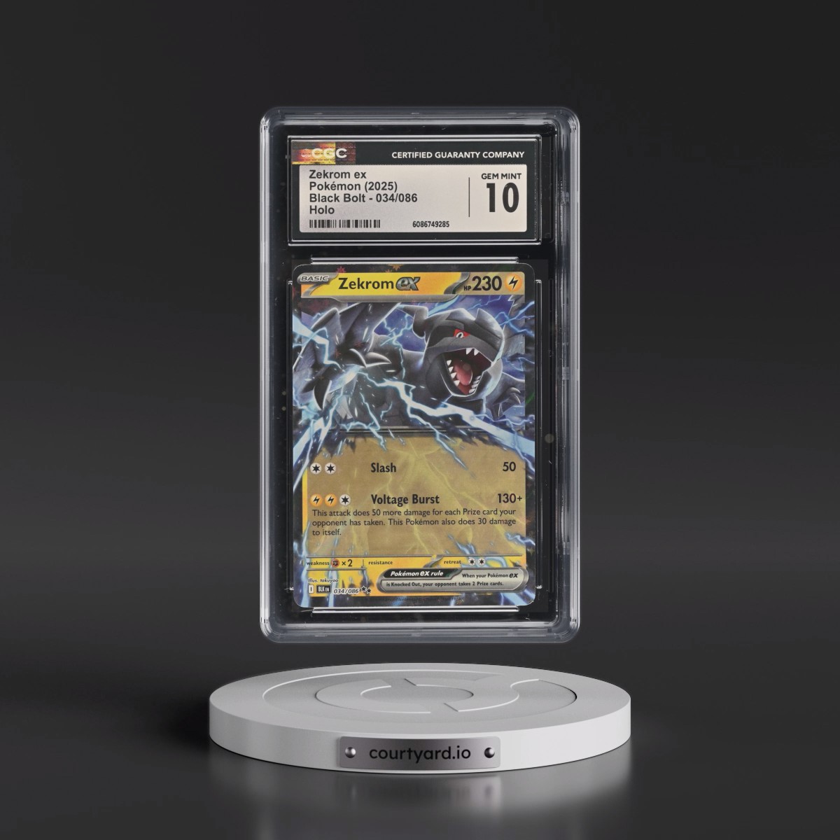 2025 Black Bolt - BLK EN #034/086 Zekrom ex - Holo (CGC 10 GEM MINT)