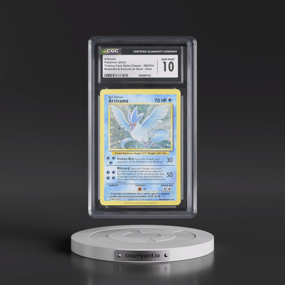 2023 Trading Card Game Classic - CLV, CLC, CLB #009/034 Articuno - Blastoise & Suicune ex Deck - CLB Holo (CGC 10 GEM MINT)