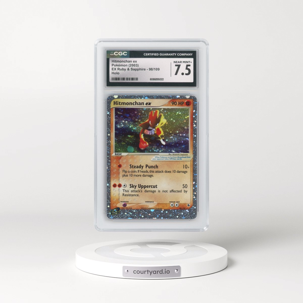 2003 EX Ruby & Sapphire (2003 Copyright, w/ "e" Symbol) #98/109 Hitmonchan ex - Holo (CGC 7.5 NM+)