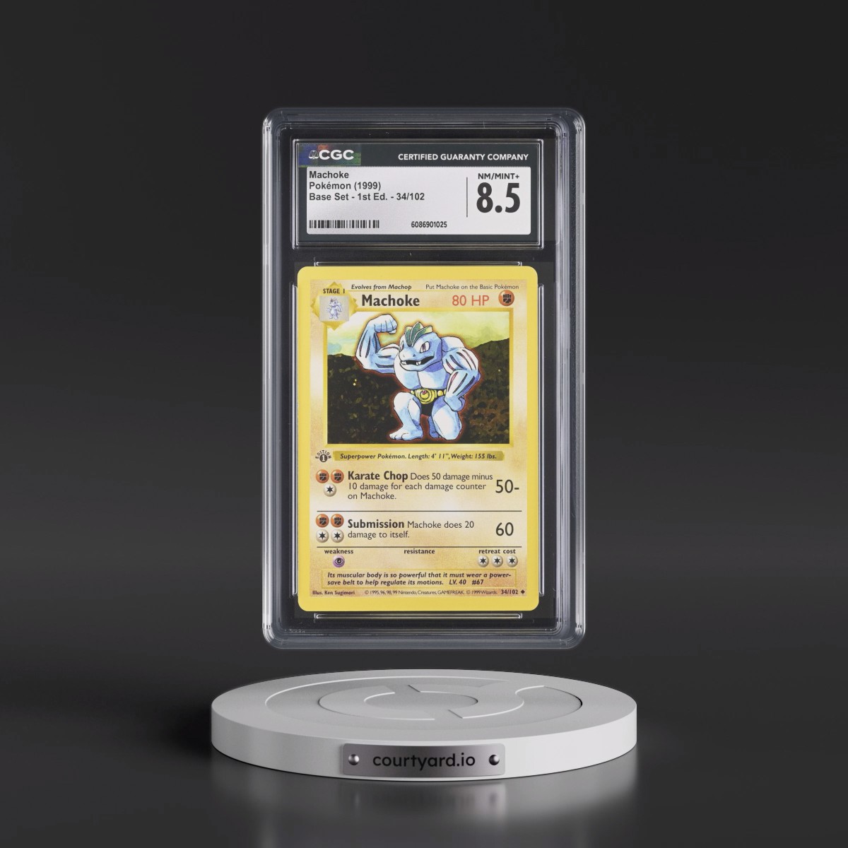 1999 Base Set #34/102 Machoke - 1st Edition 1st Edition (CGC 8.5 NM-MT+)