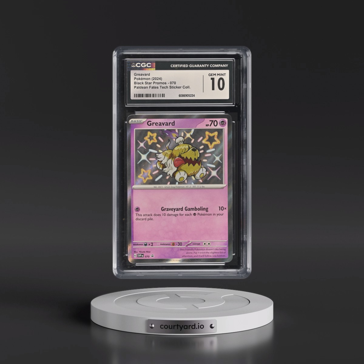 2023 Black Star Promos - Scarlet & Violet SVP EN #070 Greavard - Paldean Fates Tech Sticker Collection (CGC 10 GEM MINT)