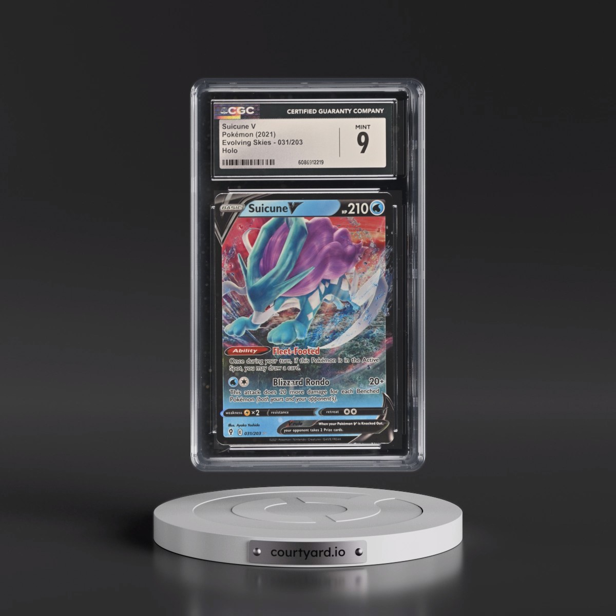 2021 Evolving Skies Suicune V - Holo #031/203 CGC 9