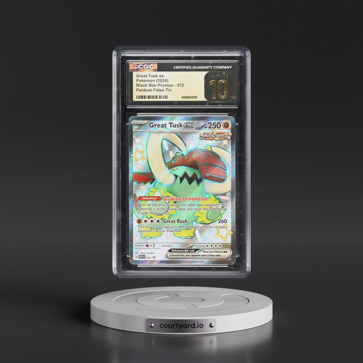 2023 Black Star Promos - Scarlet & Violet SVP EN #072 Great Tusk ex - Paldean Fates Tin (Holo) (CGC 10 PRISTINE)