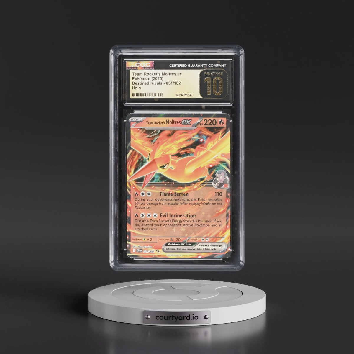 2025 Destined Rivals - DRI EN #031/182 Team Rocket's Moltres ex - Holo (CGC 10 PRISTINE)