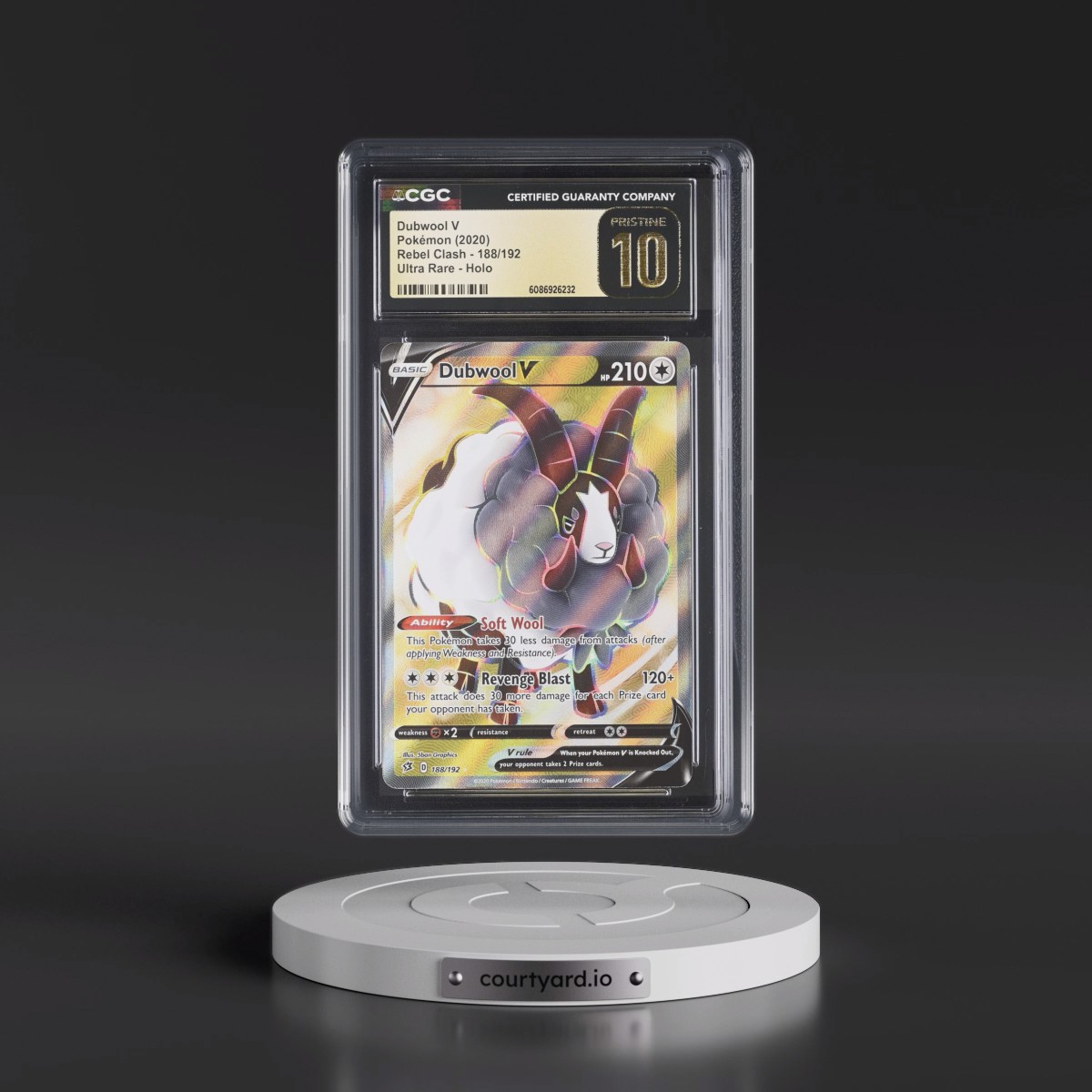 2020 Rebel Clash #188/192 Dubwool V - Ultra Rare Holo (CGC 10 PRISTINE)