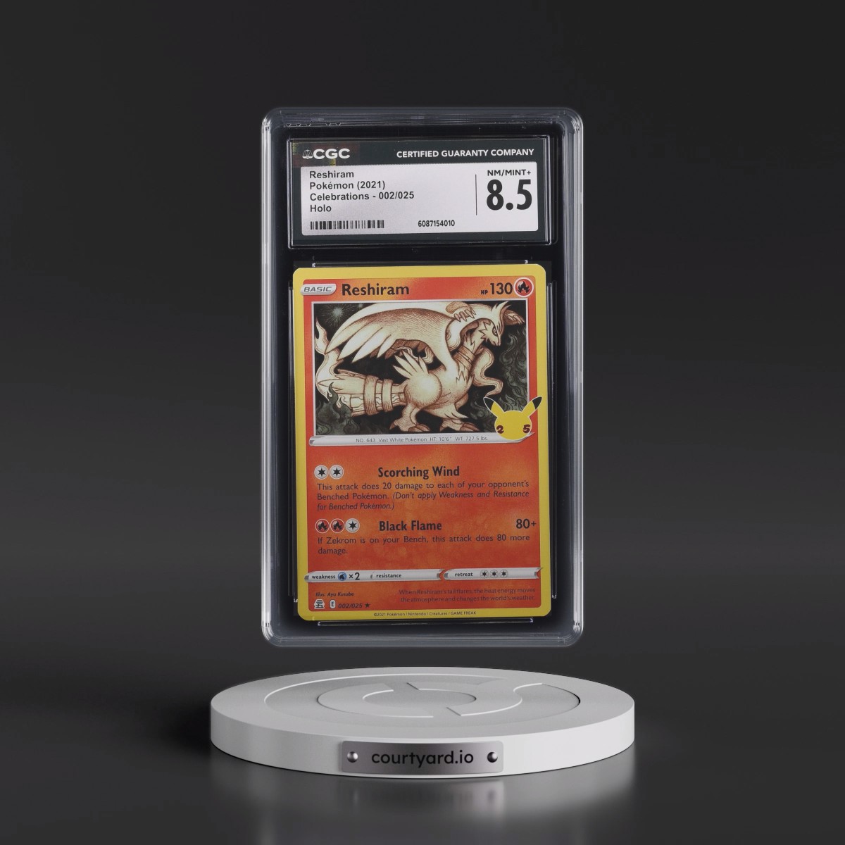 2021 Celebrations #002/025 Reshiram - Holo (CGC 8.5 NM-MT+)