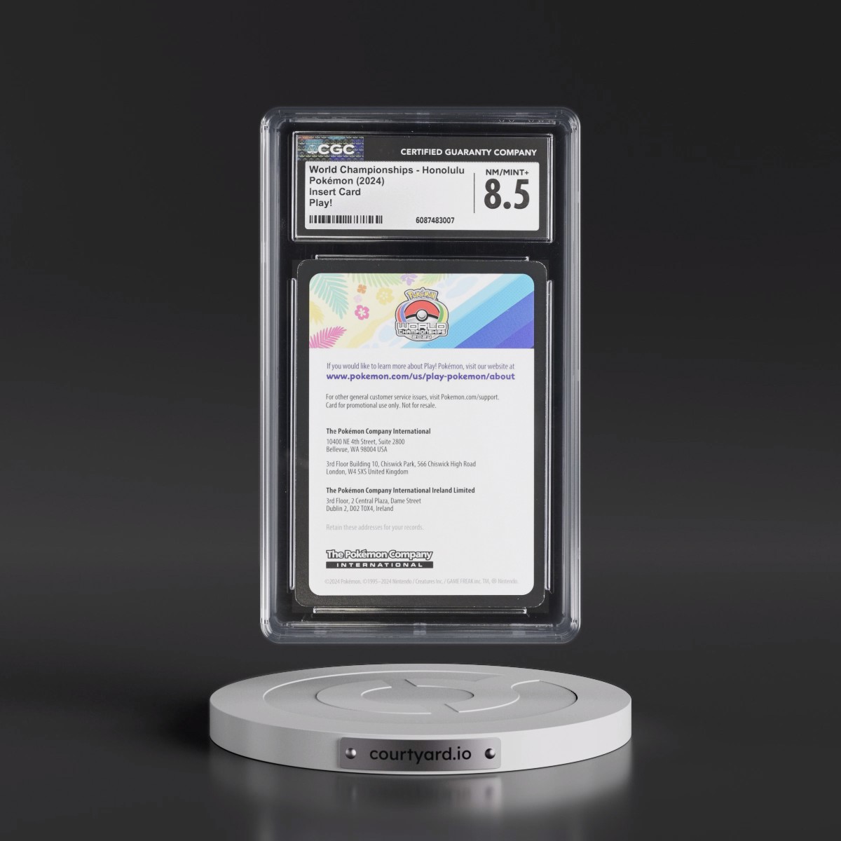 1999 Insert Card World Championships - Honolulu - Play! Pokémon (CGC 8.5 NM-MT+)