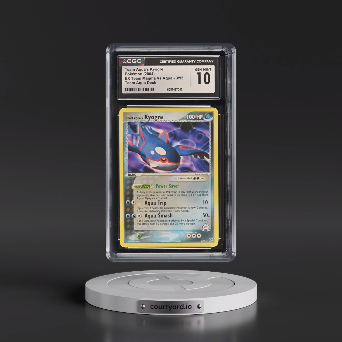 2004 EX Team Magma Vs Team Aqua #3/95 Team Aqua's Kyogre - Team Aqua Deck (Non-Holo) (CGC 10 GEM MINT)