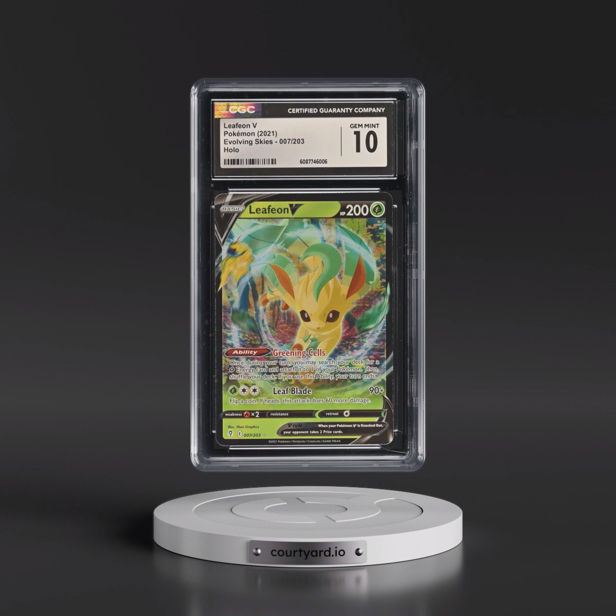 2021 Evolving Skies #007/203 Leafeon V - Holo (CGC 10 GEM MINT)