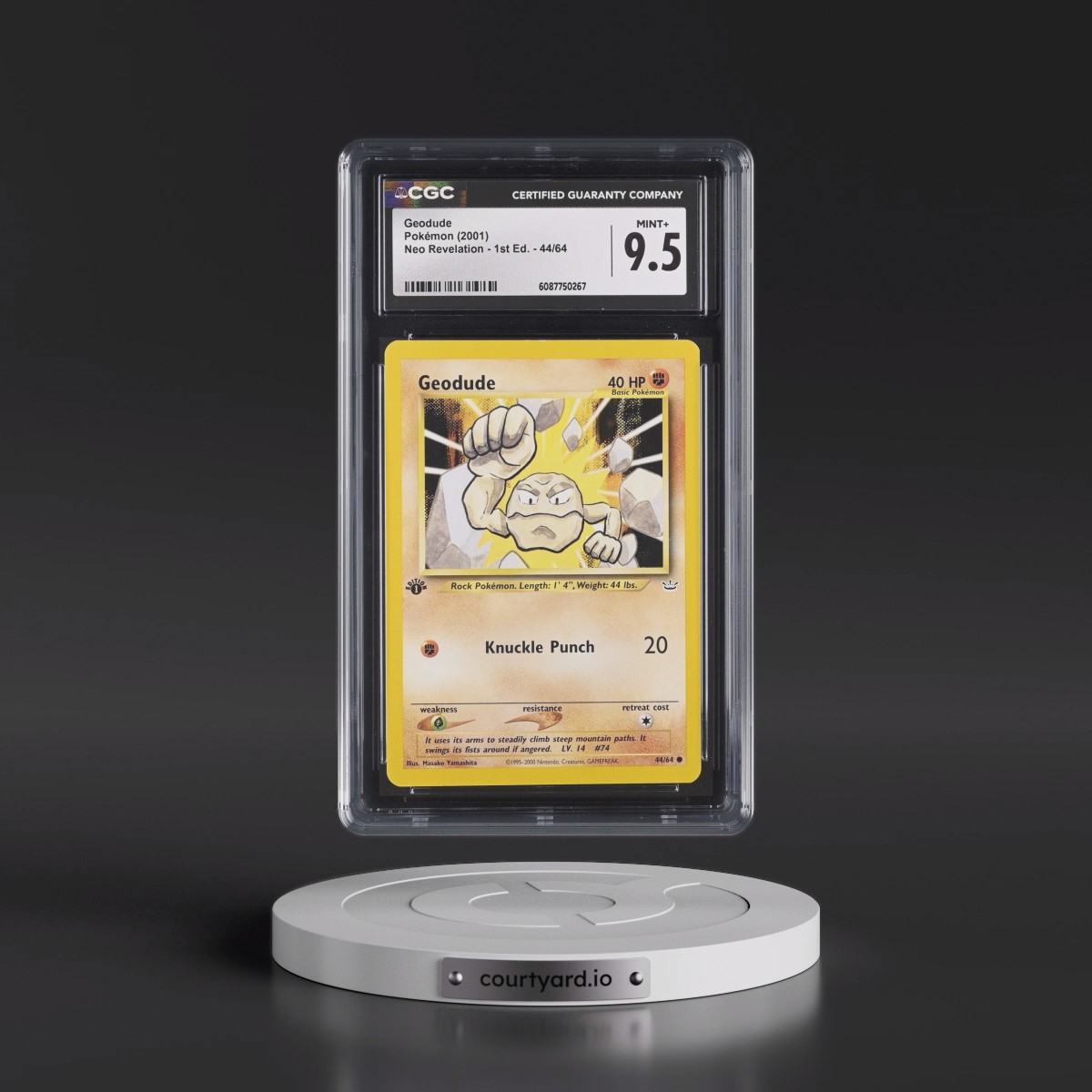 2001 Neo Revelation #44/64 Geodude - 1st Edition (CGC 9.5 MINT+)