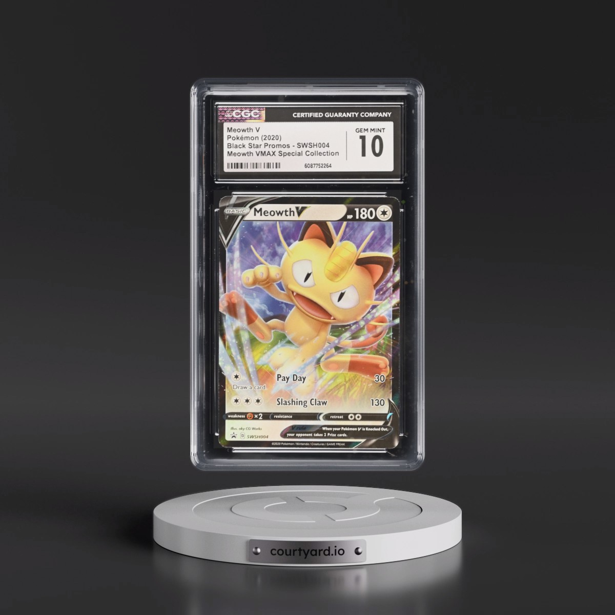 2017 Black Star Promos - Sword & Shield Meowth V - Holo Meowth VMAX Special Collection #SWSH004 CGC 10