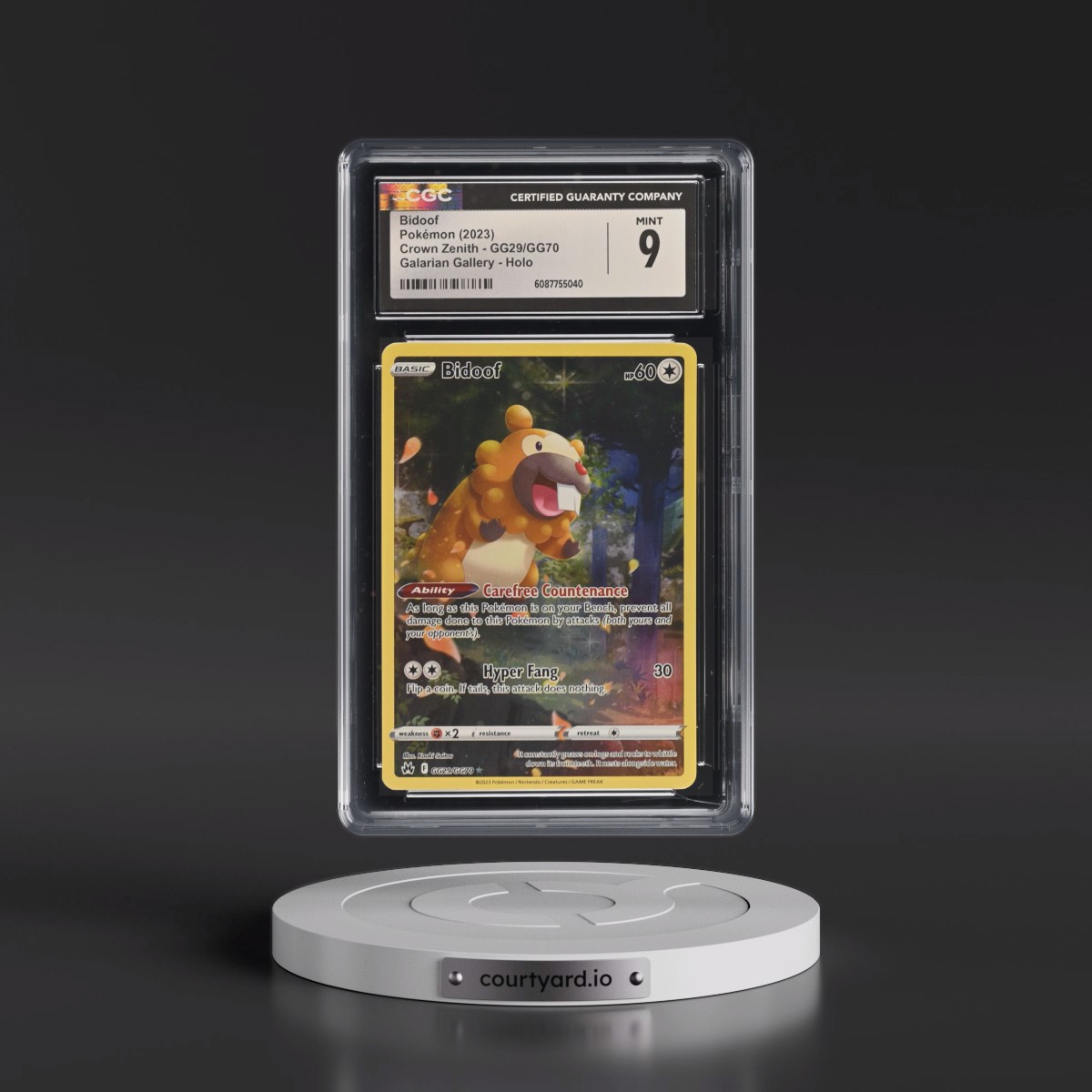 2023 Crown Zenith #GG29/GG70 Bidoof - Galarian Gallery Holo (CGC 9 MINT)