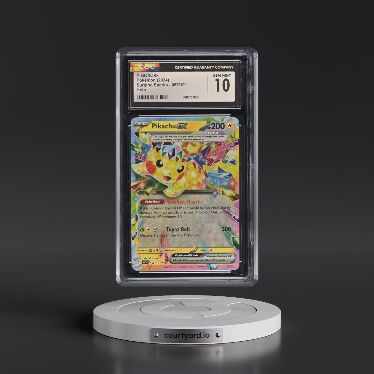 2024 Surging Sparks - SSP EN #057/191 Pikachu ex - Holo (CGC 10 GEM MINT)