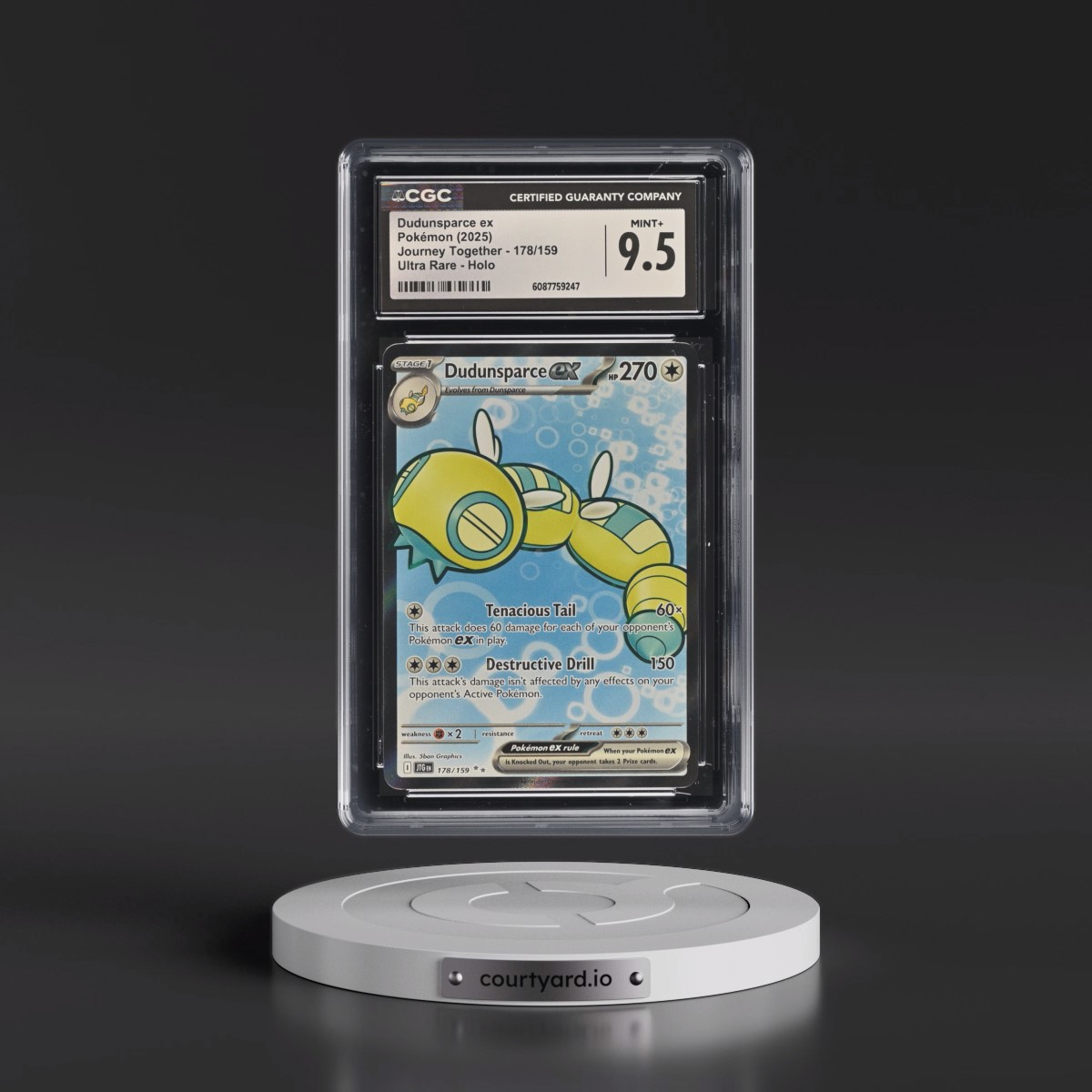 2025 Pokémon Jtg EN-Journey Together #178 Dudunsparce EX - Holo Ultra Rare (CGC 9.5 MINT+)
