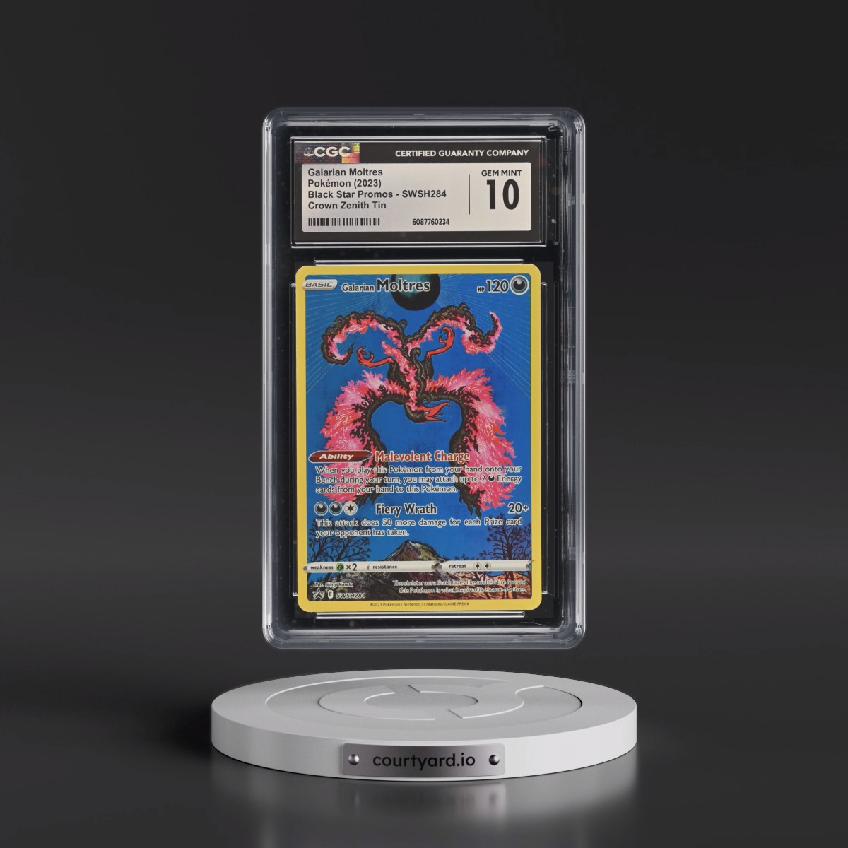 2017 Black Star Promos - Sword & Shield #SWSH284 Galarian Moltres - Crown Zenith Tin (Holo) (CGC 10 GEM MINT)