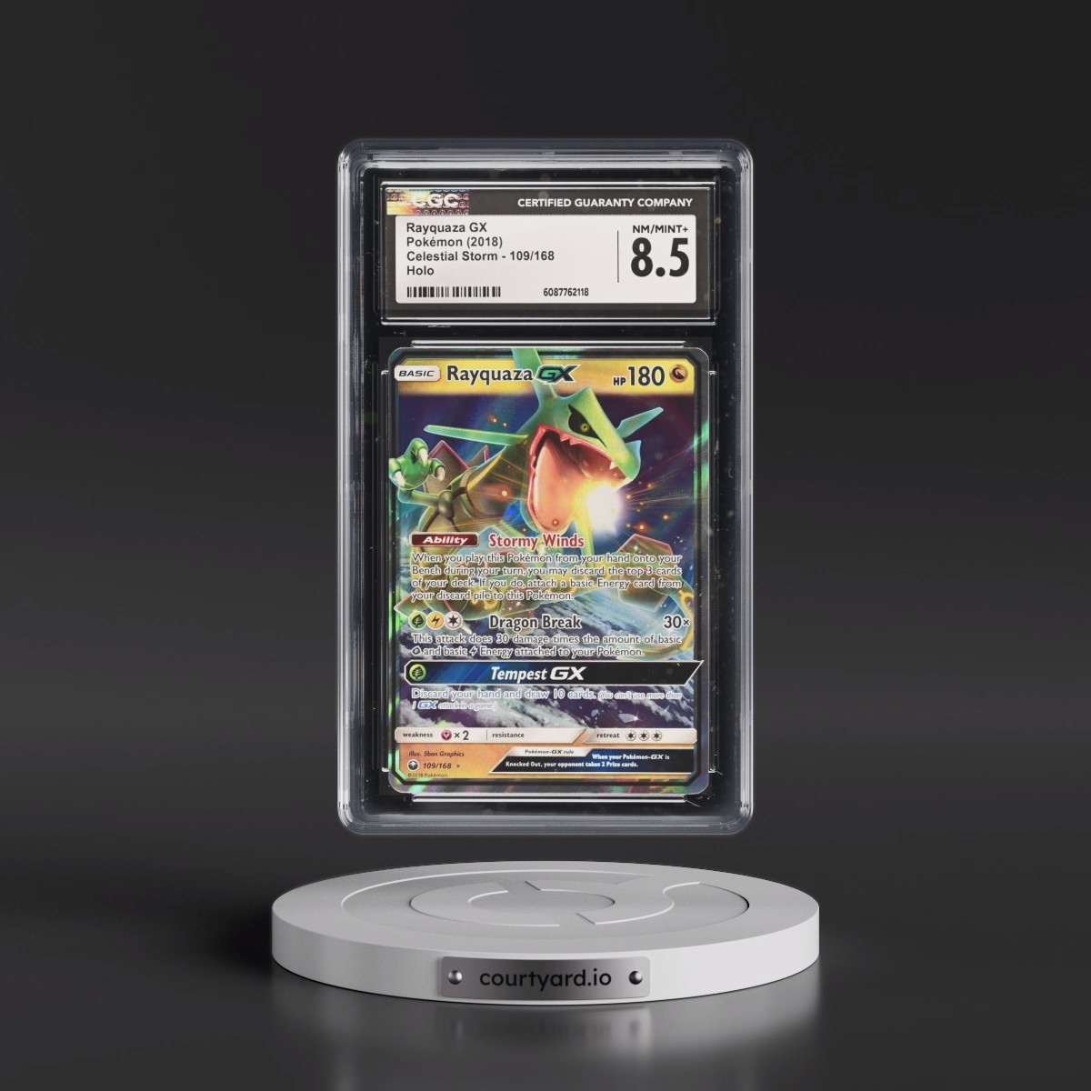 2018 Celestial Storm #109/168 Rayquaza GX - Holo (CGC 8.5 NM-MT+)