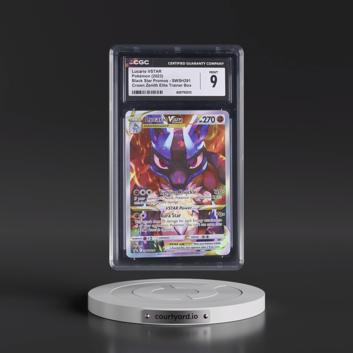 2017 Black Star Promos - Sword & Shield #SWSH291 Lucario VSTAR - Crown Zenith Elite Trainer Box (Holo) (CGC 9 MINT)