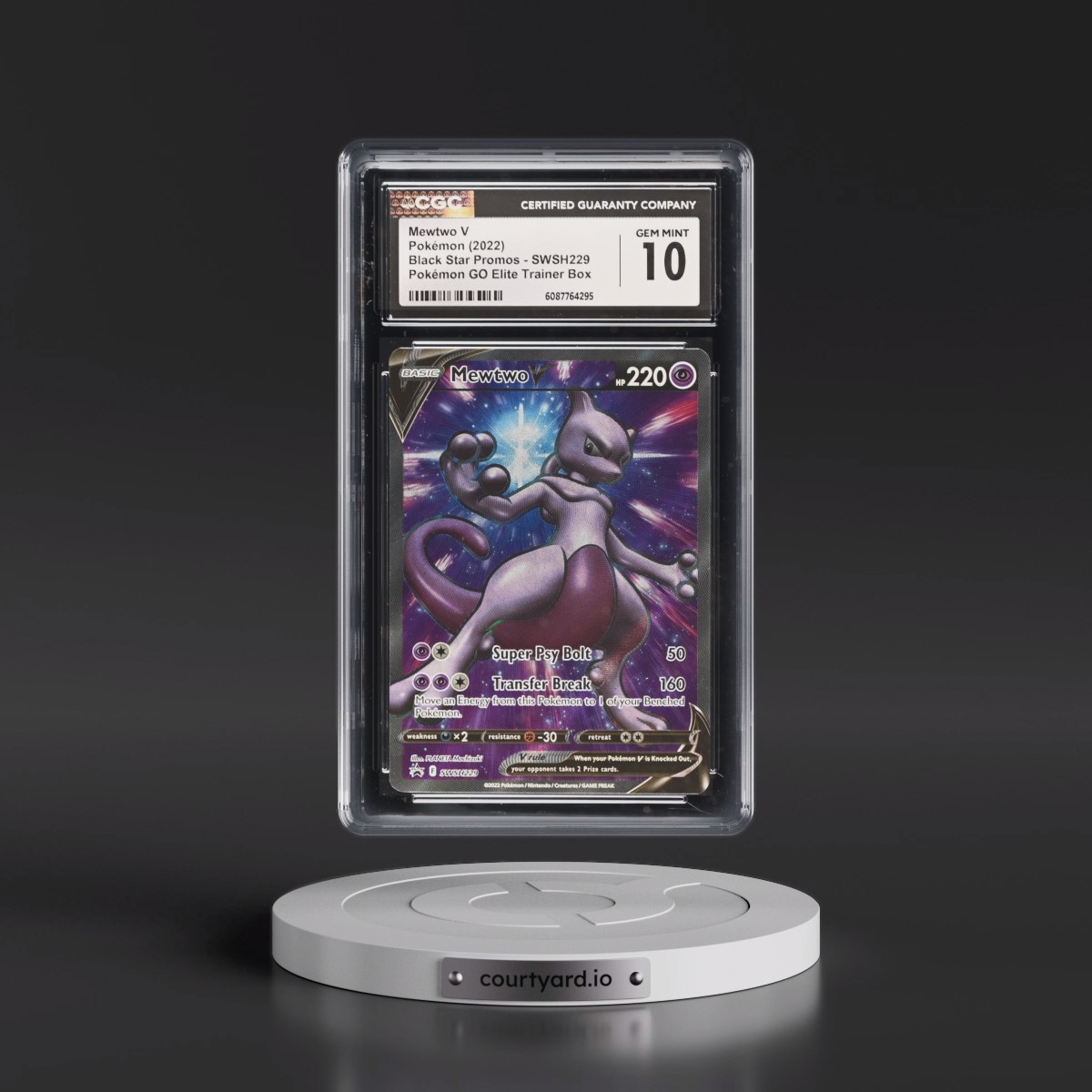 2017 Black Star Promos - Sword & Shield #SWSH229 Mewtwo V - Pokémon GO Elite Trainer Box (Holo) (CGC 10 GEM MINT)