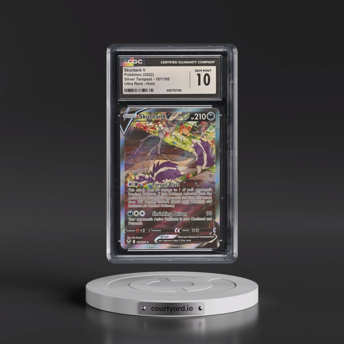 2022 Silver Tempest #181/195 Skuntank V - Ultra Rare Holo (CGC 10 GEM MINT)