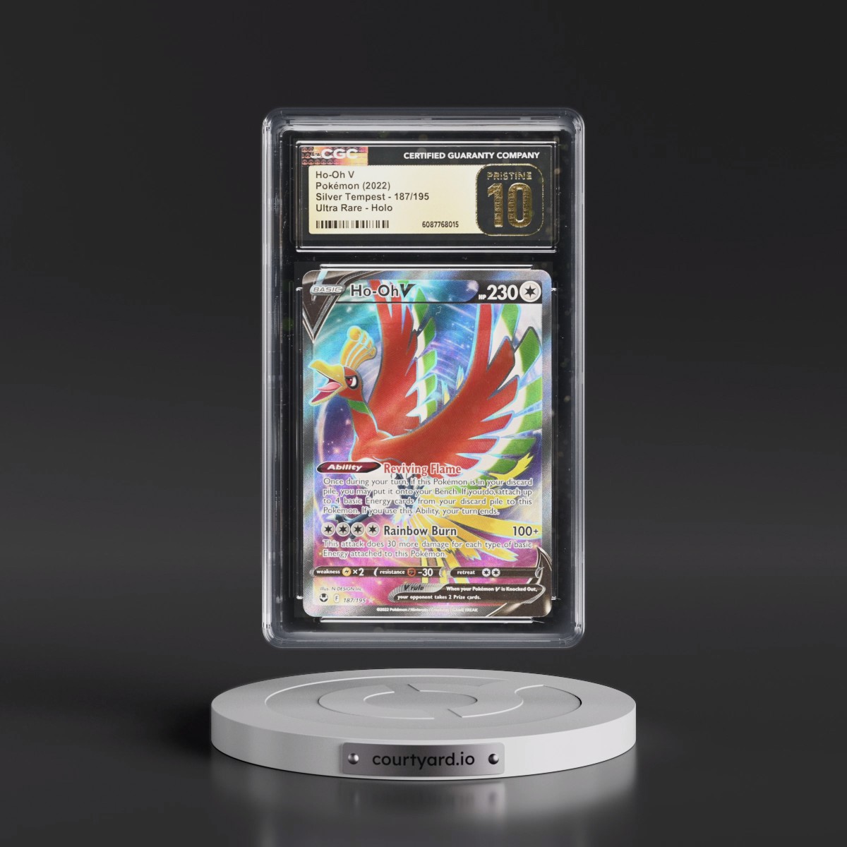 2022 Silver Tempest #187/195 Ho-Oh V - Ultra Rare Holo (CGC 10 PRISTINE)