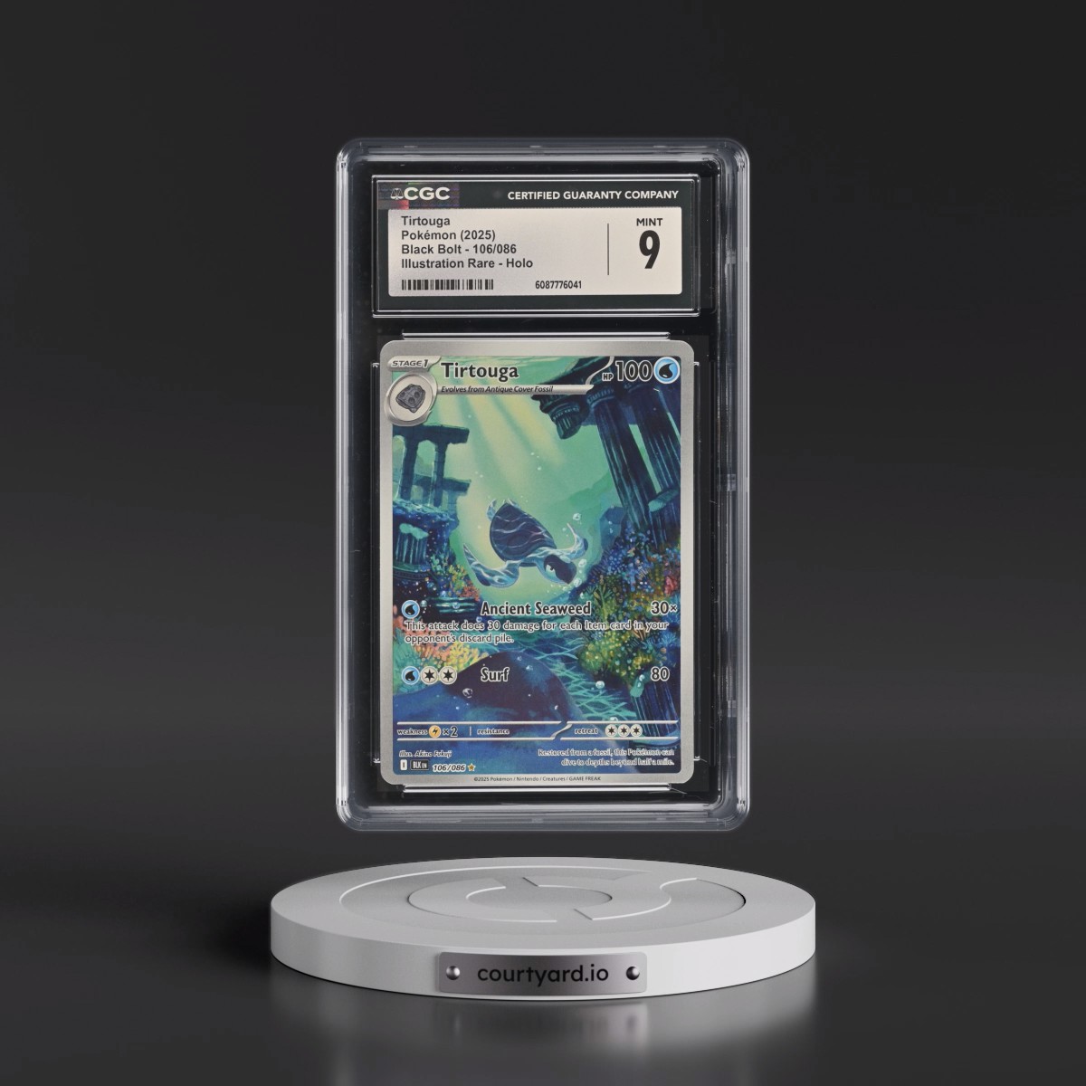 2025 Black Bolt - BLK EN #106/086 Tirtouga - Illustration Rare Holo (CGC 9 MINT)