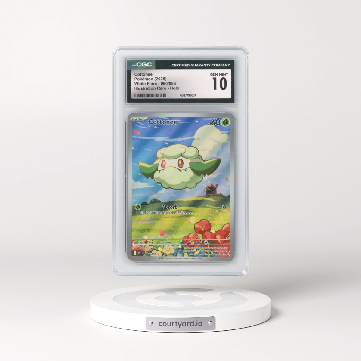 2025 Pokémon Wht EN-White Flare #090 Cottonee - Illustration Rare (CGC 10 GEM MINT)