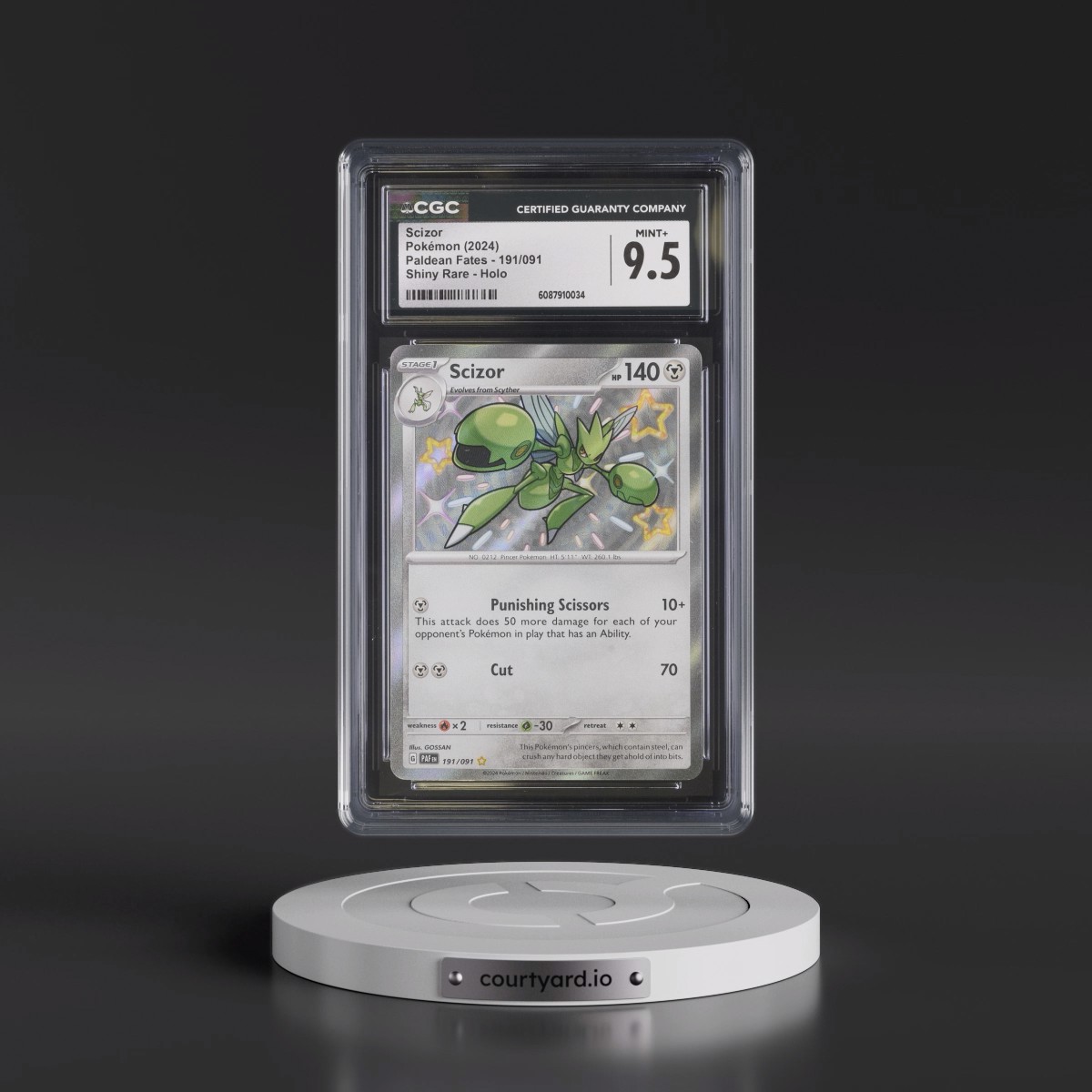 2024 Paldean Fates - PAF EN #191/091 Scizor - Shiny Rare Holo (CGC 9.5 MINT+)