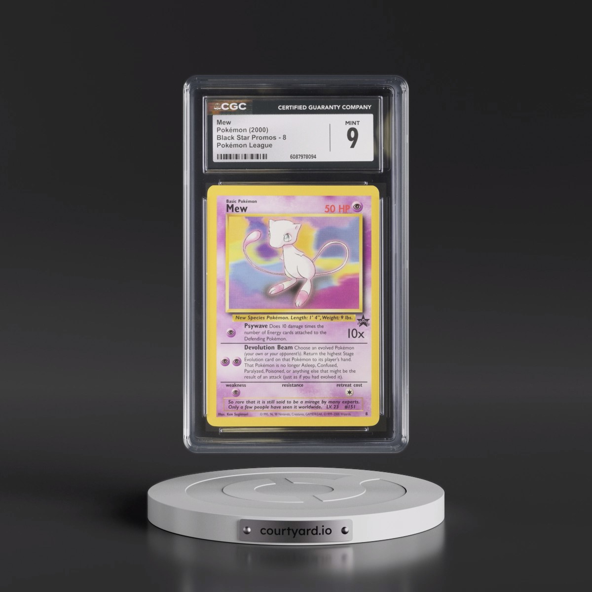 1999 Black Star Promos #8 Mew - Pokémon League (CGC 9 MINT)