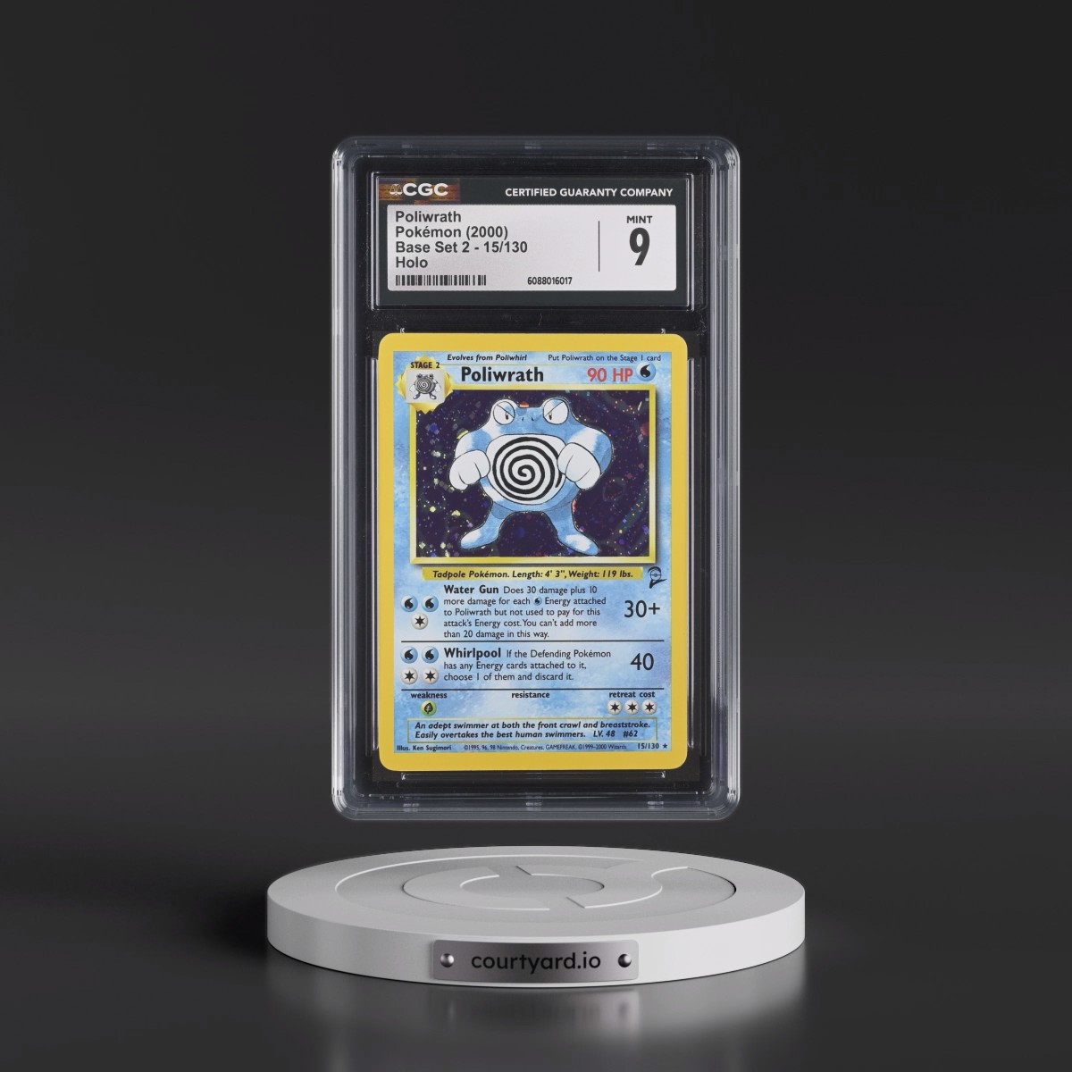 2000 Base Set 2 #15/130 Poliwrath - Holo (CGC 9 MINT)