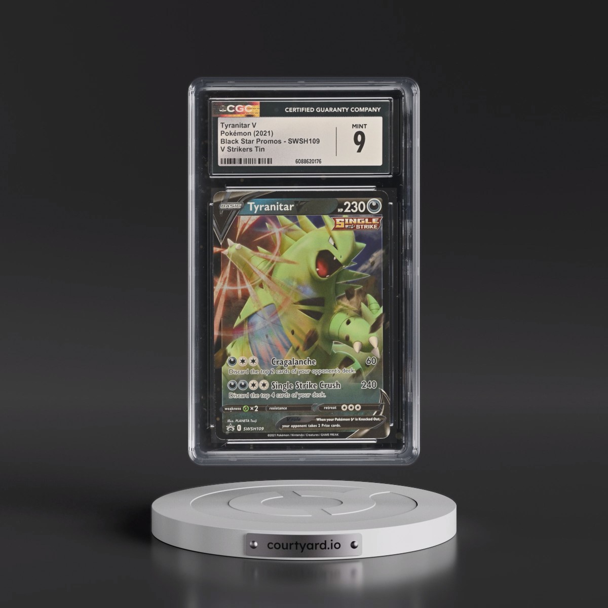 2017 Black Star Promos - Sword & Shield #SWSH109 Tyranitar V - Holo V Strikers Tin (CGC 9 MINT)