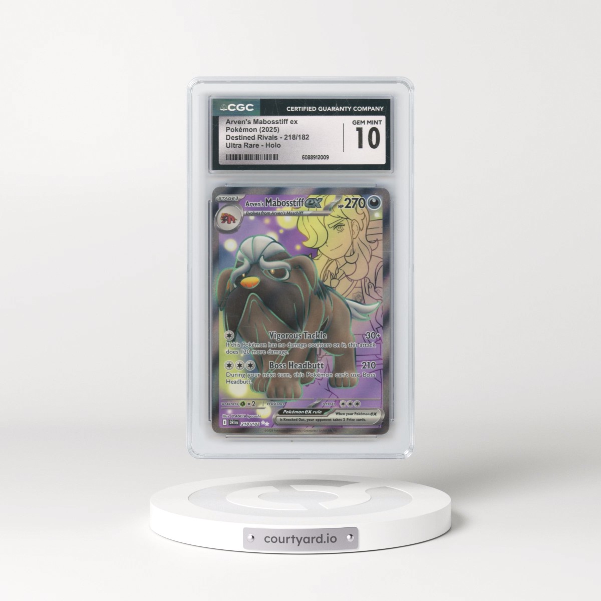 2025 Pokémon Dri EN-Destined Rivals #218 Arven's Mabosstiff EX - Holo Ultra Rare (CGC 10 GEM MINT)