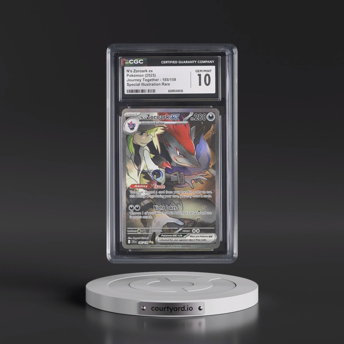 2024 Journey Together - JTG EN #185/159 N's Zoroark ex - Special Illustration Rare (Holo) (CGC 10 GEM MINT)