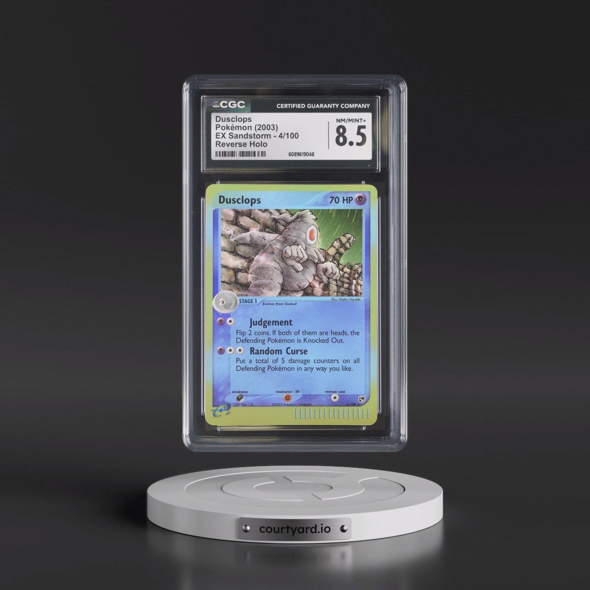 2003 EX Sandstorm (2003 Copyright, w/ "e" Symbol) #4/100 Dusclops - Reverse Holo (CGC 8.5 NM-MT+)