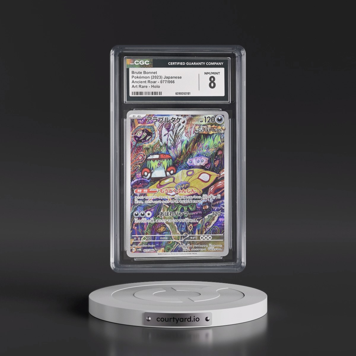 2023 Pokémon Sv4k-Ancient Roar #077 Brute Bonnet - Art Rare (CGC 8 NM-MT)