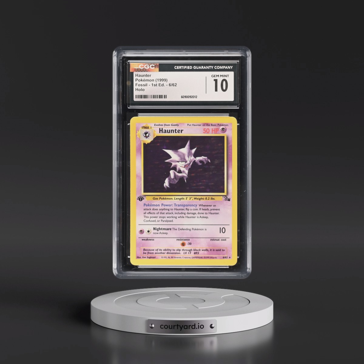 1999 Fossil #6/62 Haunter - 1st Edition Holo (CGC 10 GEM MINT)