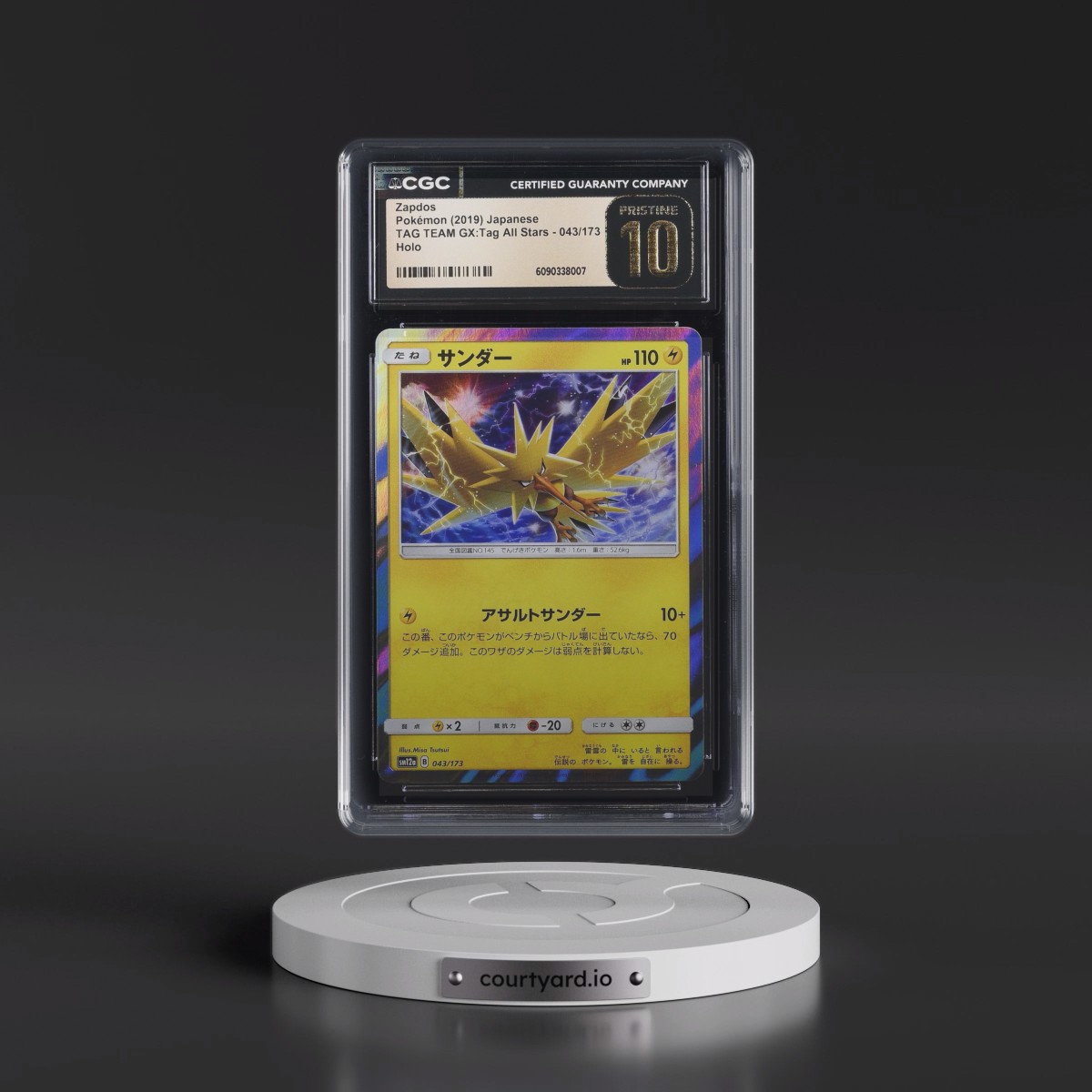 2019 TAG TEAM GX: Tag All Stars #043/173 Zapdos - Holo (CGC 10 PRISTINE)