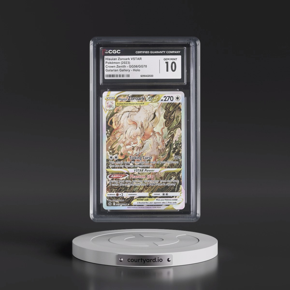 2023 Crown Zenith #GG56/GG70 Hisuian Zoroark VSTAR - Galarian Gallery Holo (CGC 10 GEM MINT)