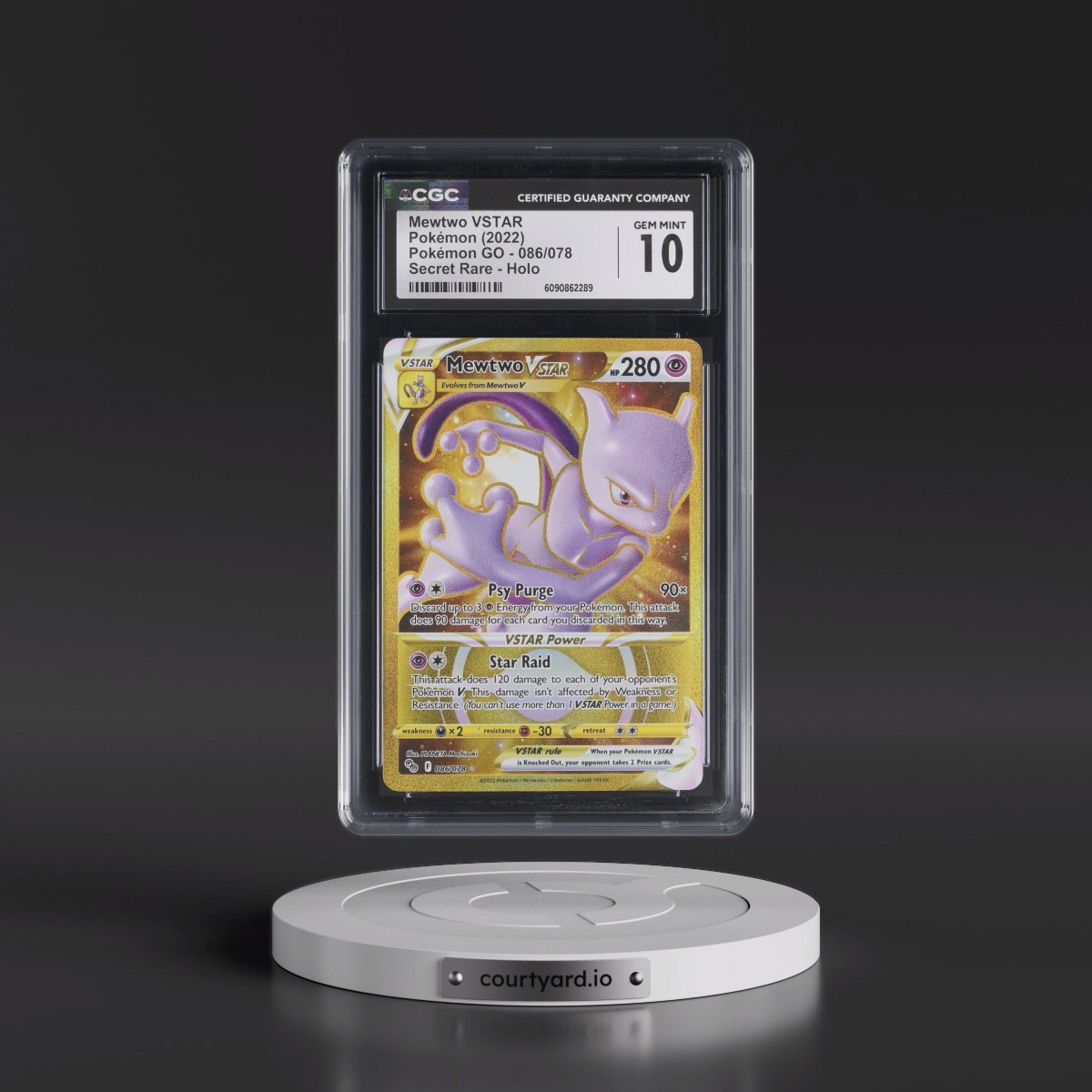 2022 Pokémon GO #086/078 Mewtwo VSTAR - Secret Rare Holo (CGC 10 GEM MINT)